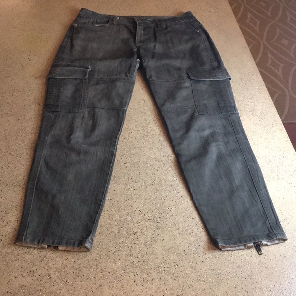Cropped Cargo Jeans Olive Green